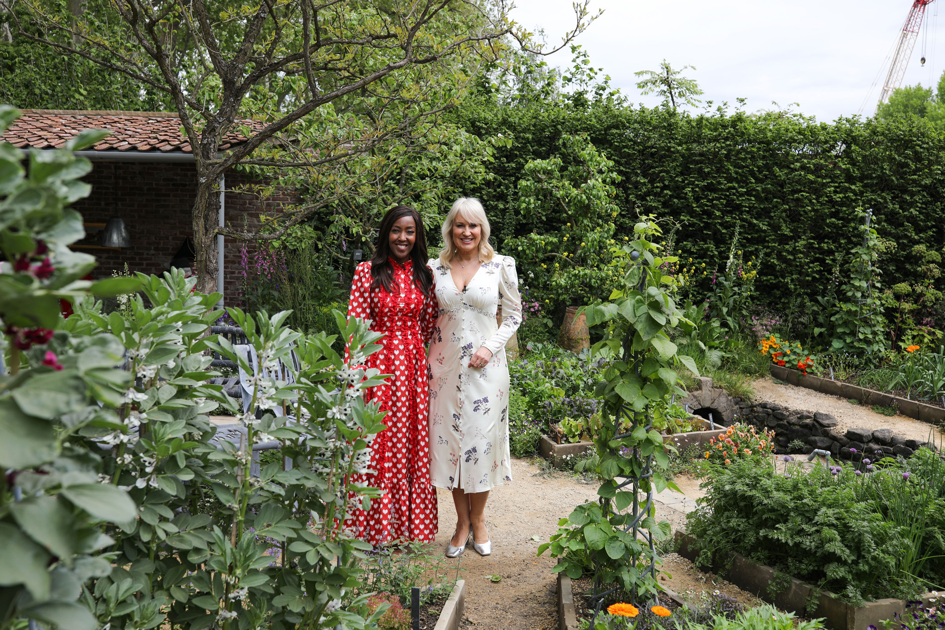 Angellica Bell & Nicki Chapman presenting the BBC's RHS Chelsea Flower Show coverage in 2025.