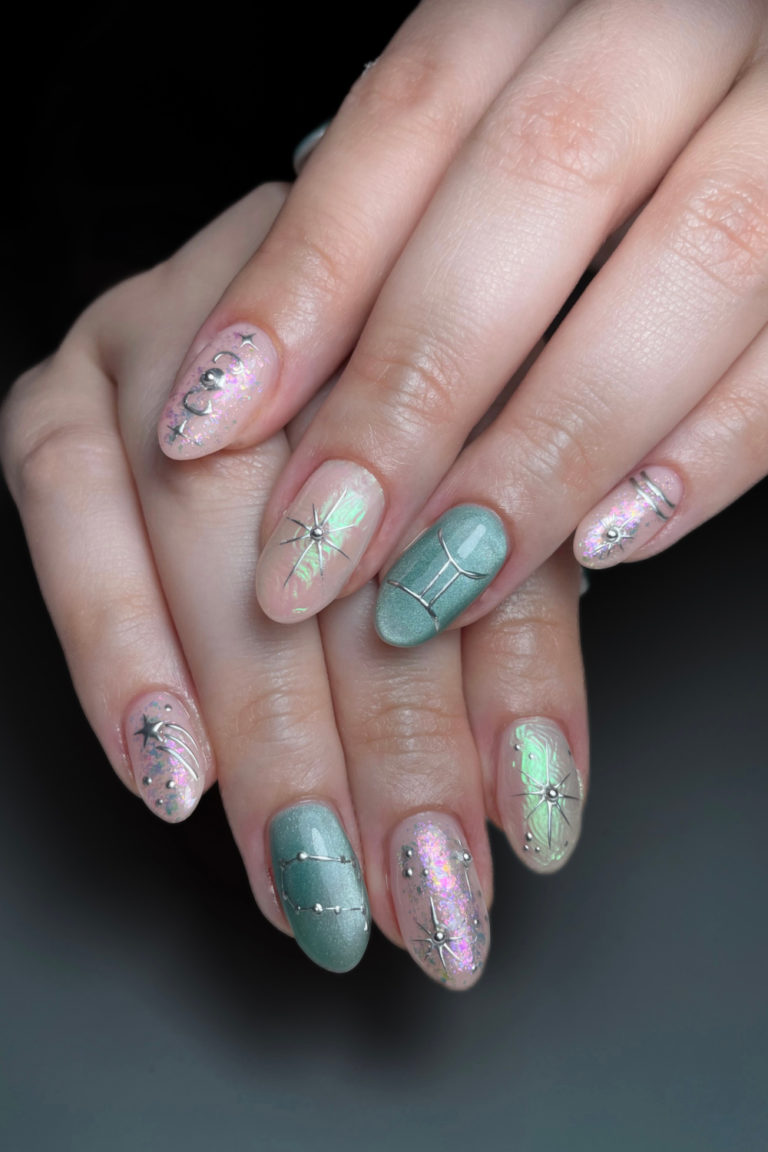 sachin and babi light blue dress Gemini Nails: 10 Perfect Manicure Ideas For This Playful Sign