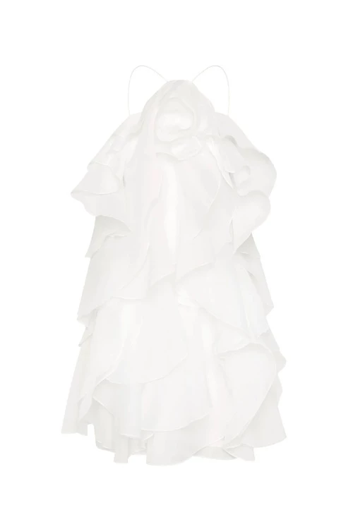 Aje white ruffle mini dress