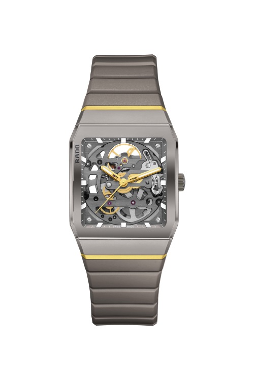 Rado Anatom Automatic Skeleton chrome and yellow watch with exposed face
