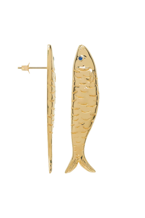 Gold sardine earring