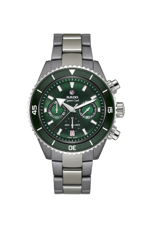 Rado Captain Cook High-Tech Ceramic Automatic Chronograph chrome and dark green watch