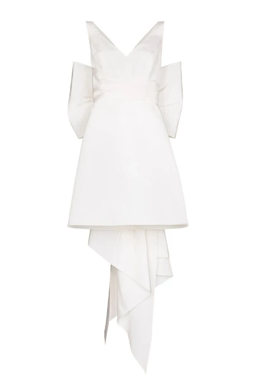 Carolina Herrera short wedding dress with bow on the back