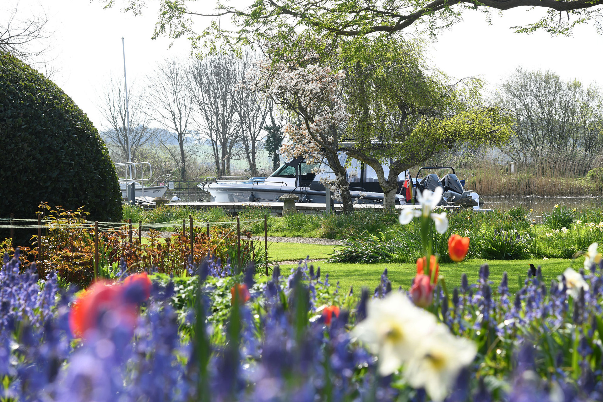 A boat outside The Priory