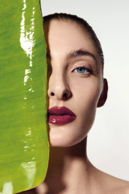 A close-up of a woman's face