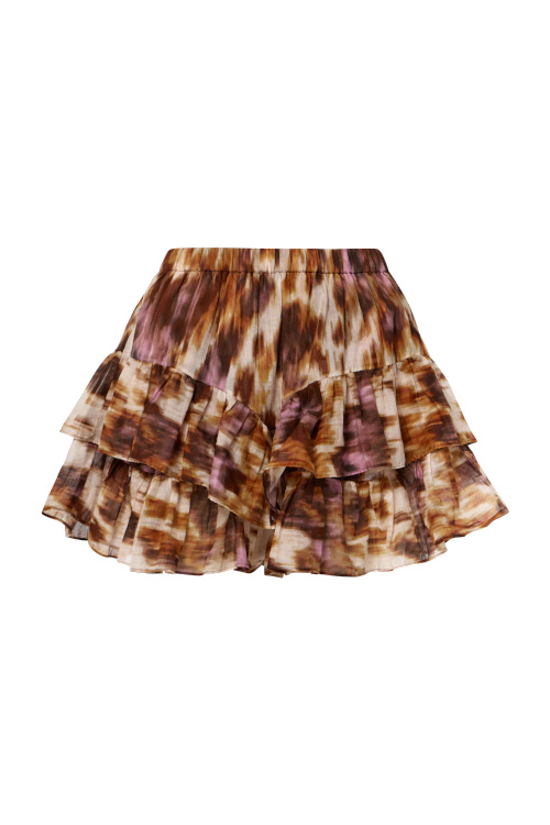 Brown ruffle print skirt | what to wear to glastonbury