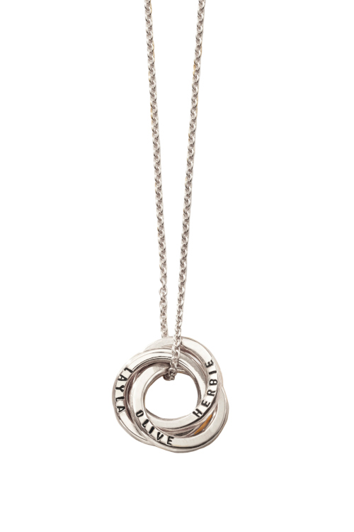 Silver necklace with interlinked rings