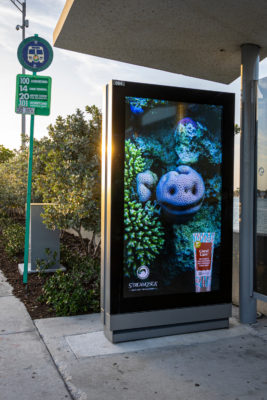 Bus stop with digital ad