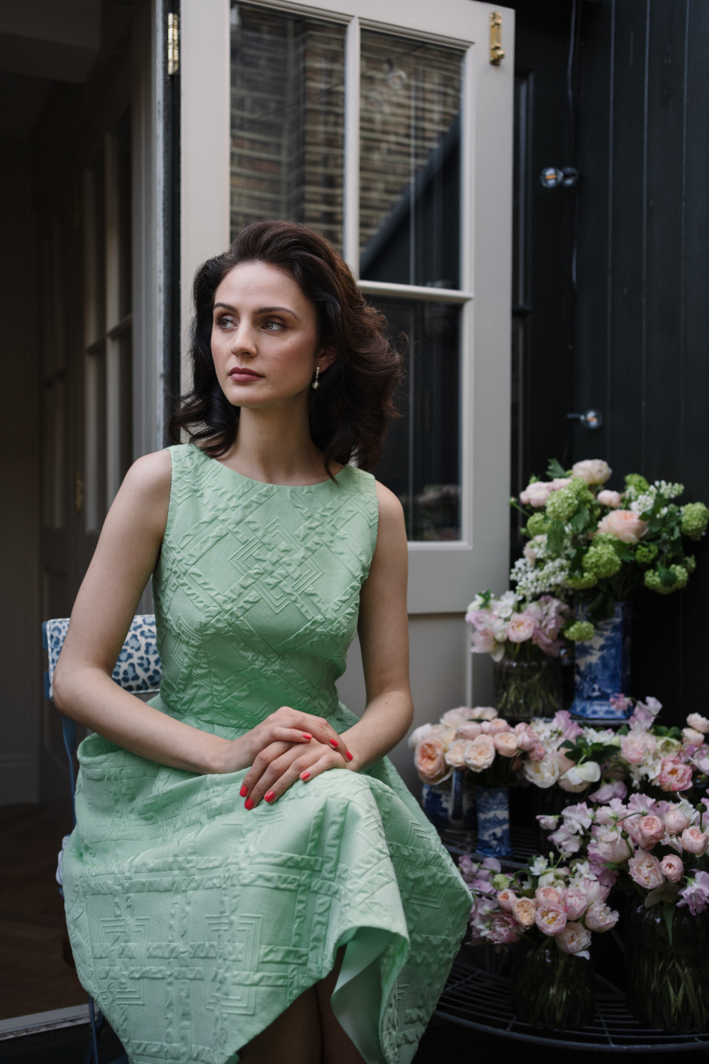 Woman in green dress