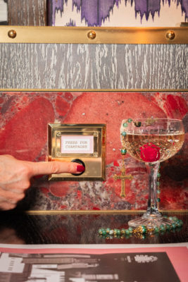 Press fpr champagne button at Bob Bob Ricard