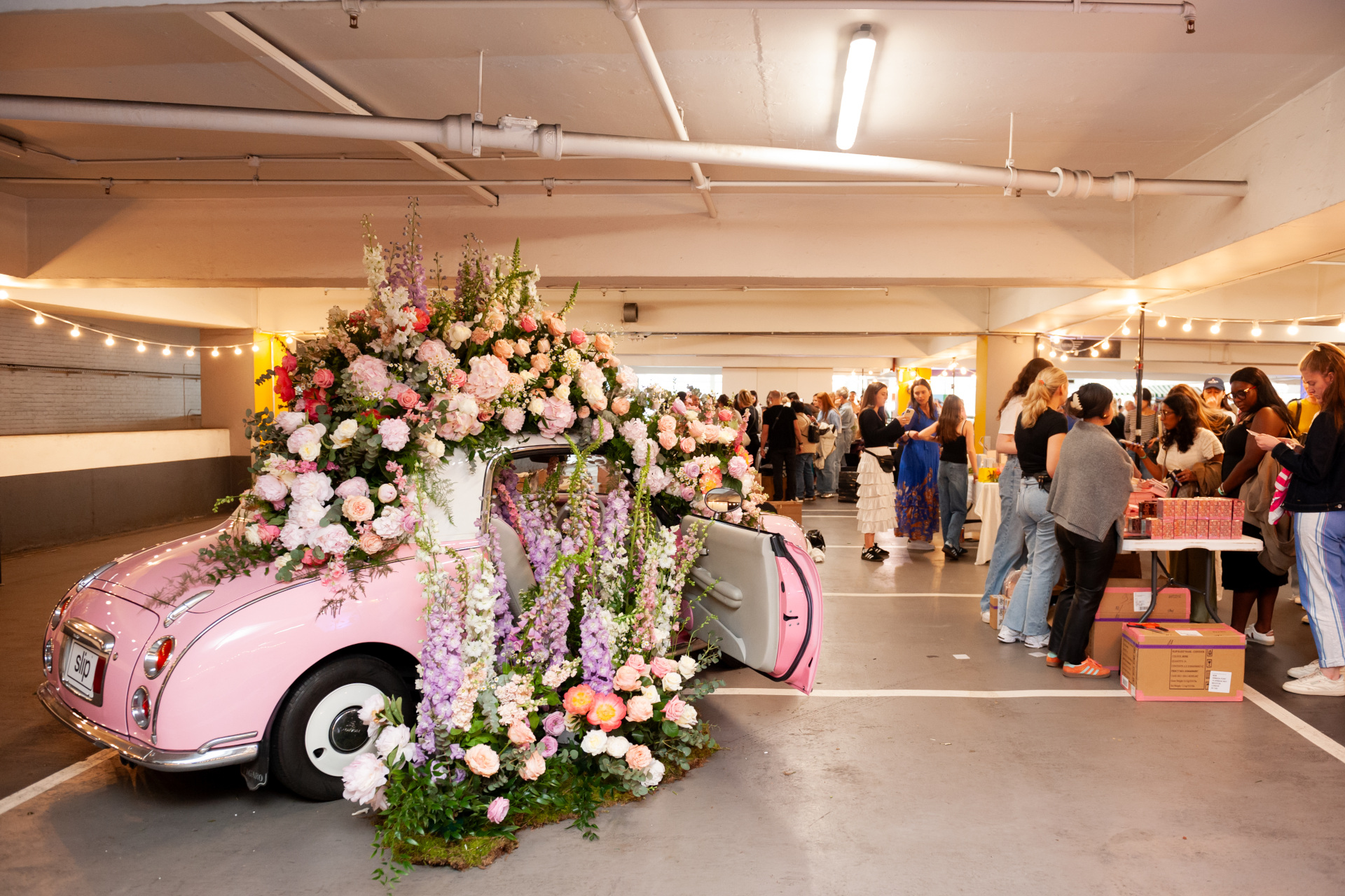 Car decorated with flowers