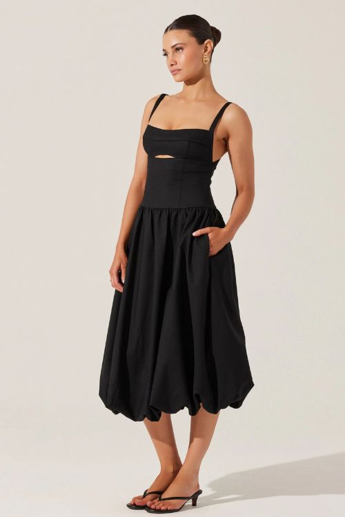 Black bubble midi dres