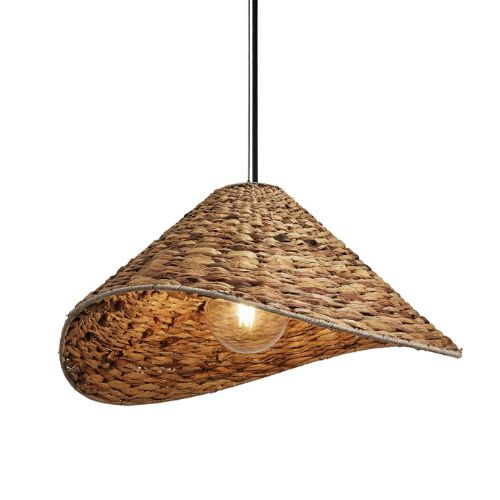 Organic Sea Grass pendant woven over an aged brass frame, complete with jute detailing