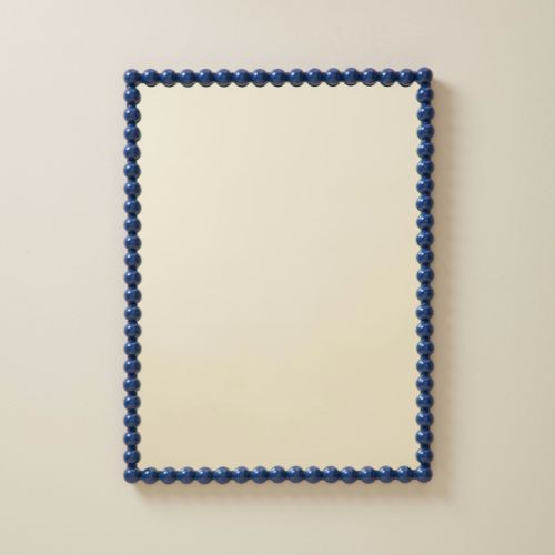 Mirror with navy bobbin frame