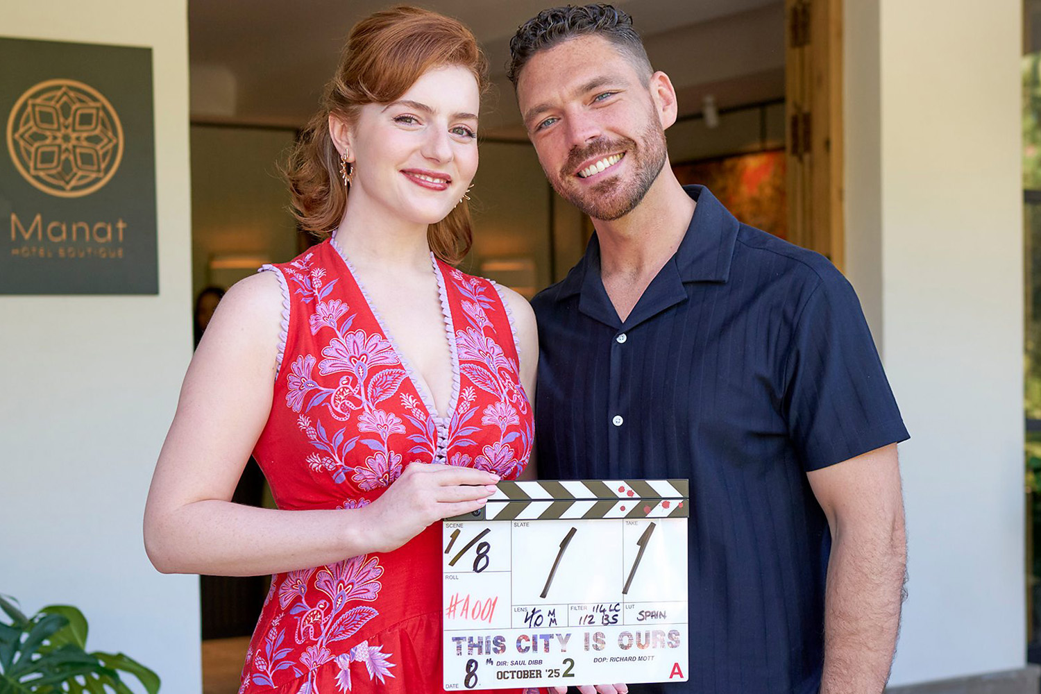 Stars Hannah Onslow and James Nelson-Joyce on set for This City Is Ours series 2.