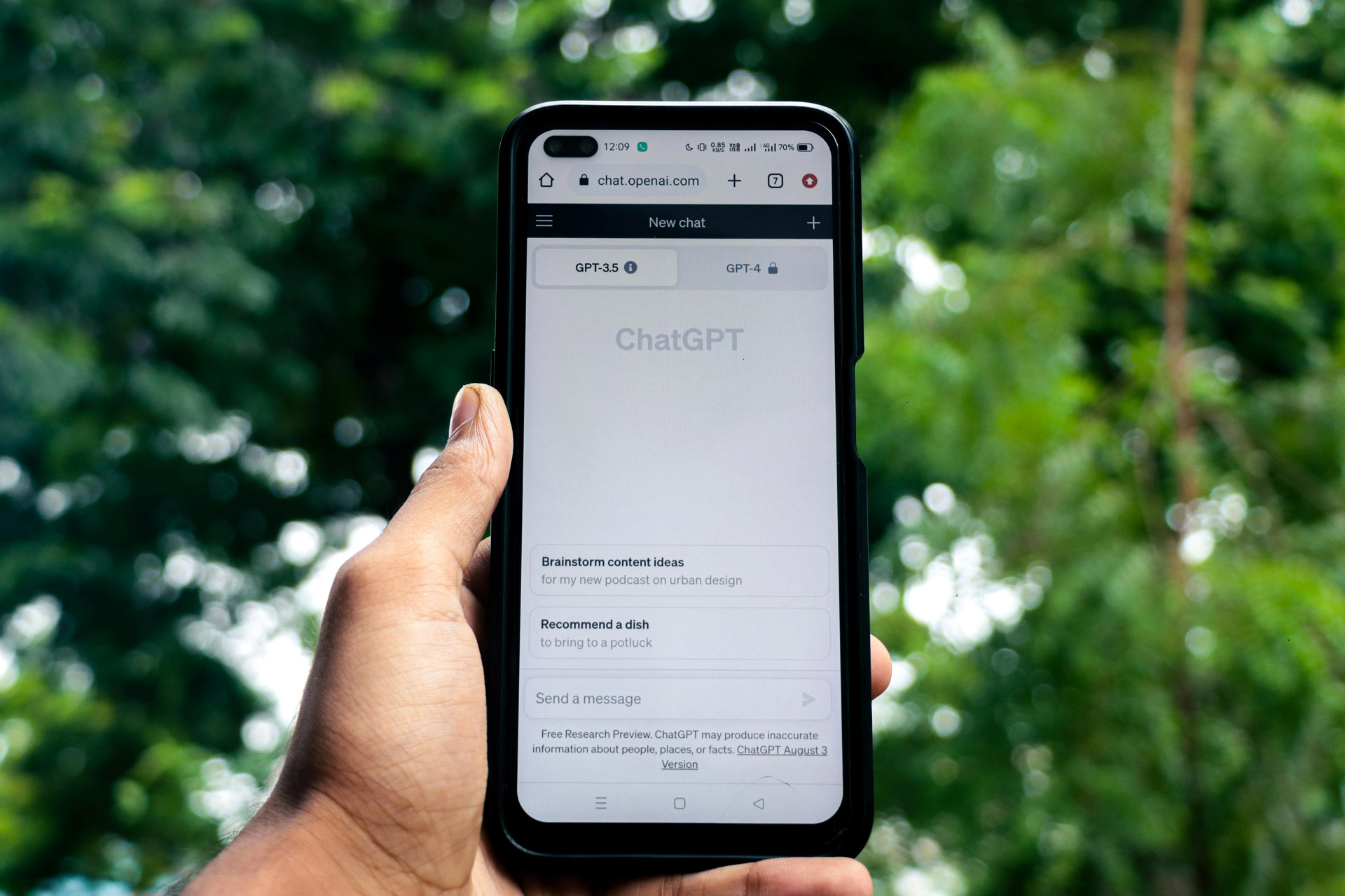 A phone with Chat GPT on the screen