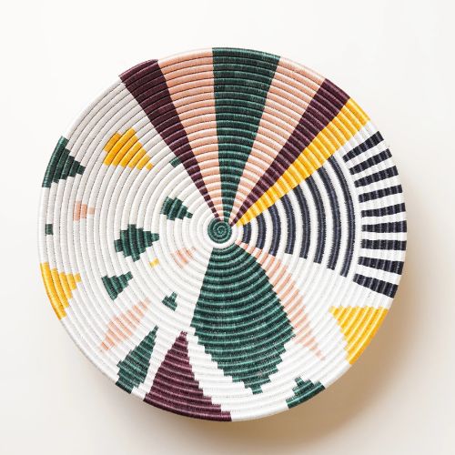 Basket with pink, green and yellow patterns