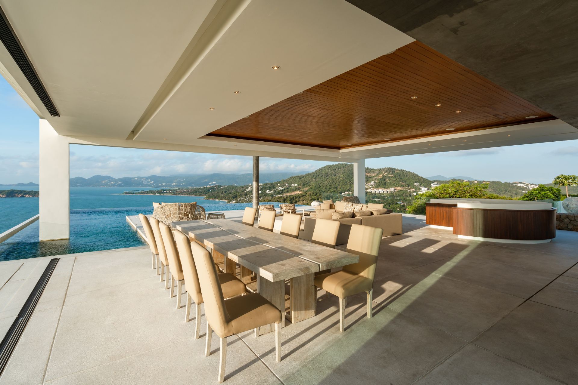 Dining terrace with sea views