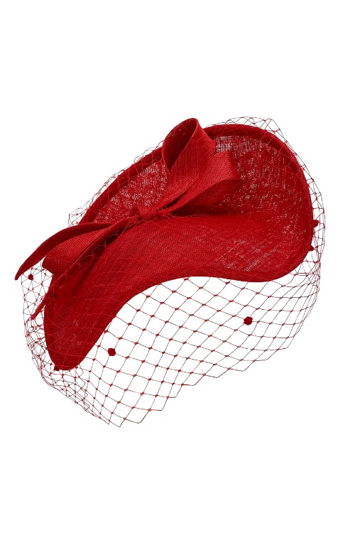 Red fascinator