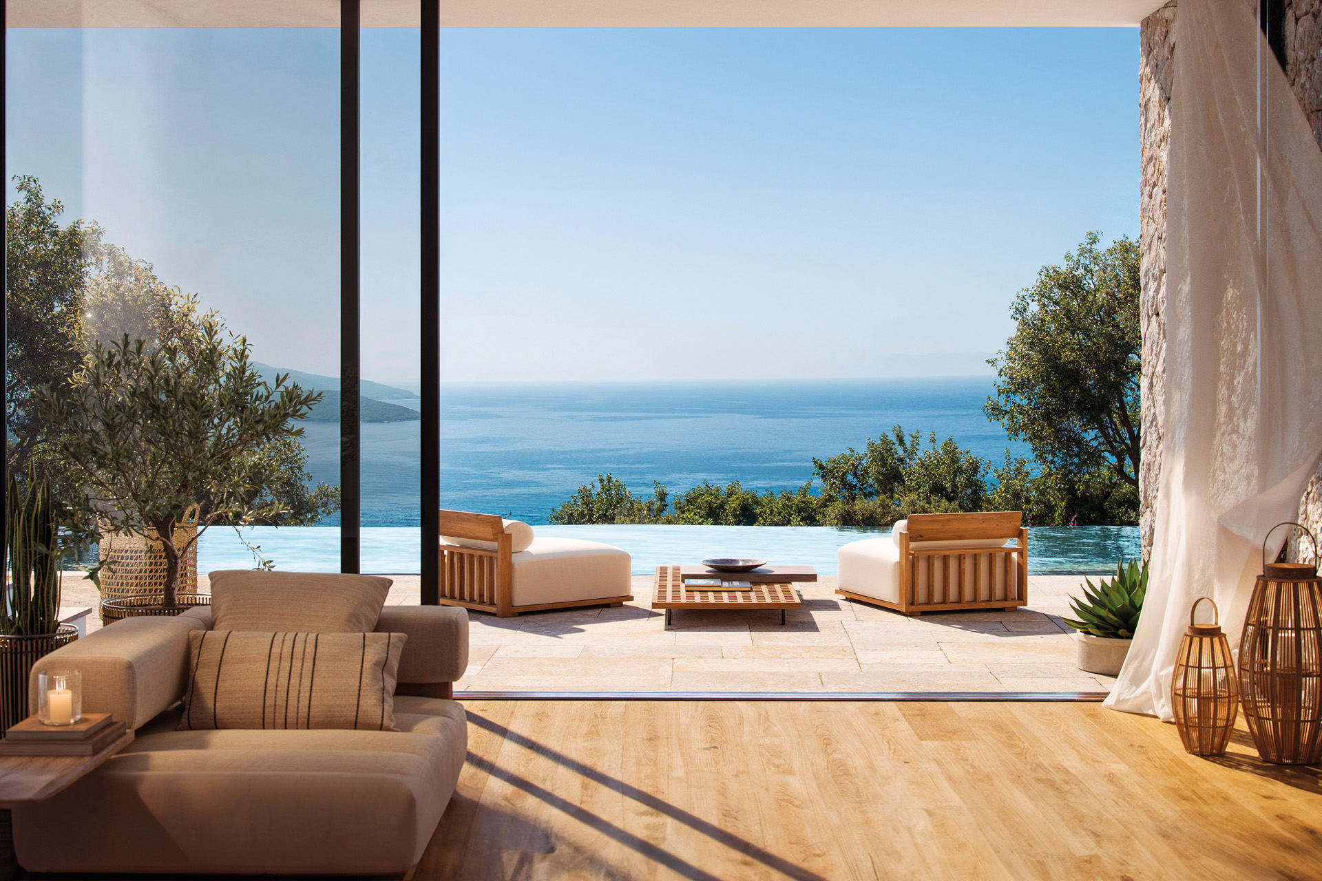 A swimming pool at Luštica Bay