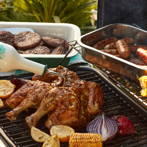 Spatchcock chicken on a BBQ