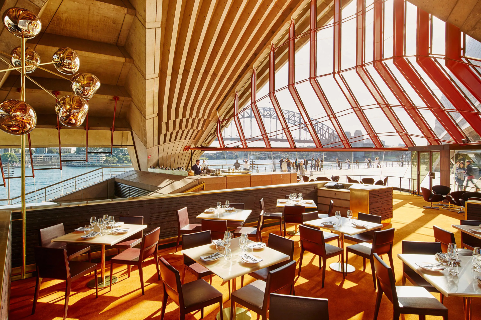 The interiors of the restaurant inside Sydney Opera House