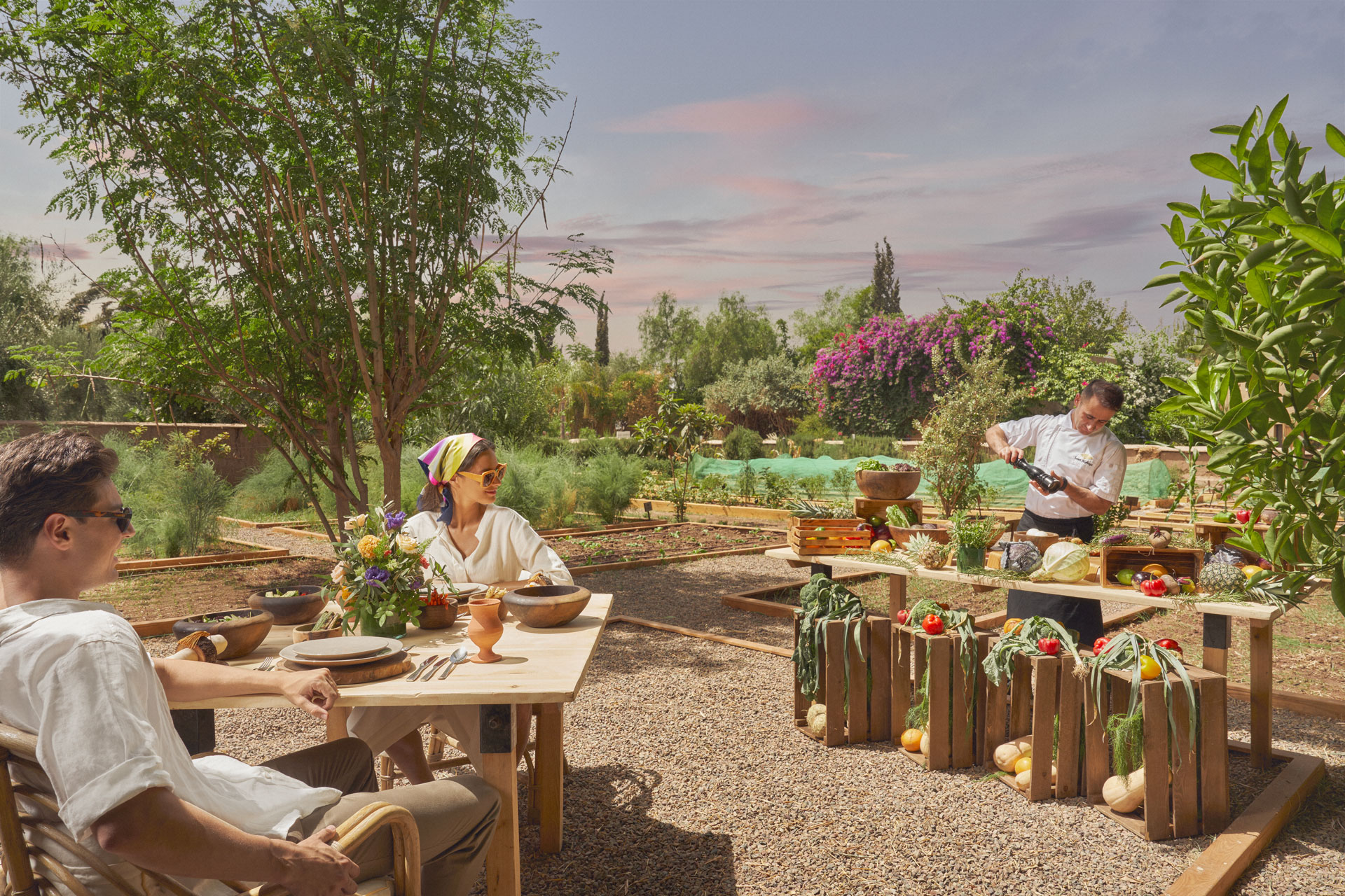 Dining in the garden at the Mandarin Oriental Marrakesh