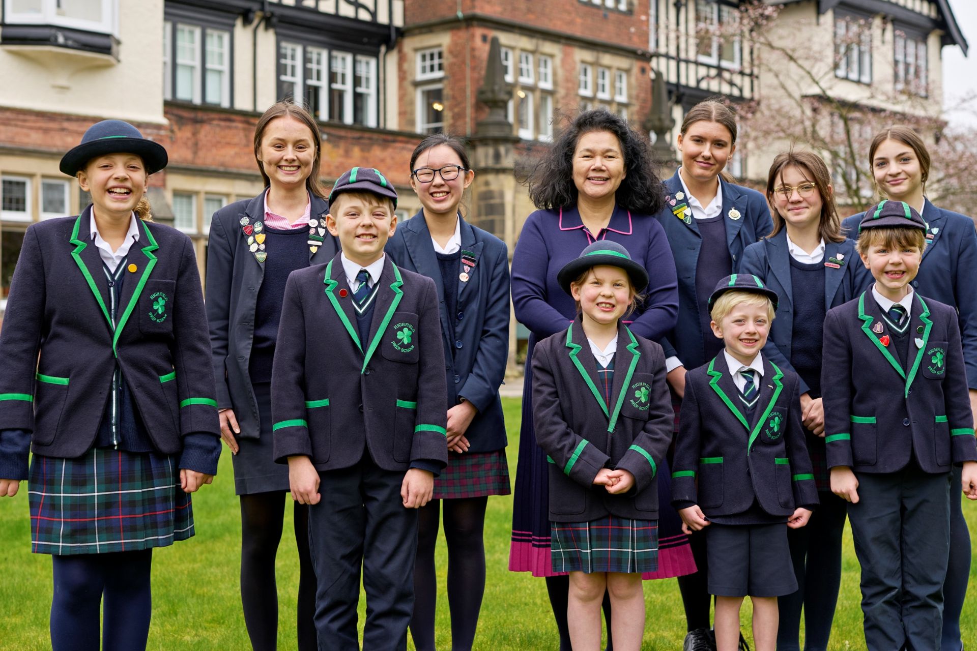 Harrogate Ladies' College principal with some pupils