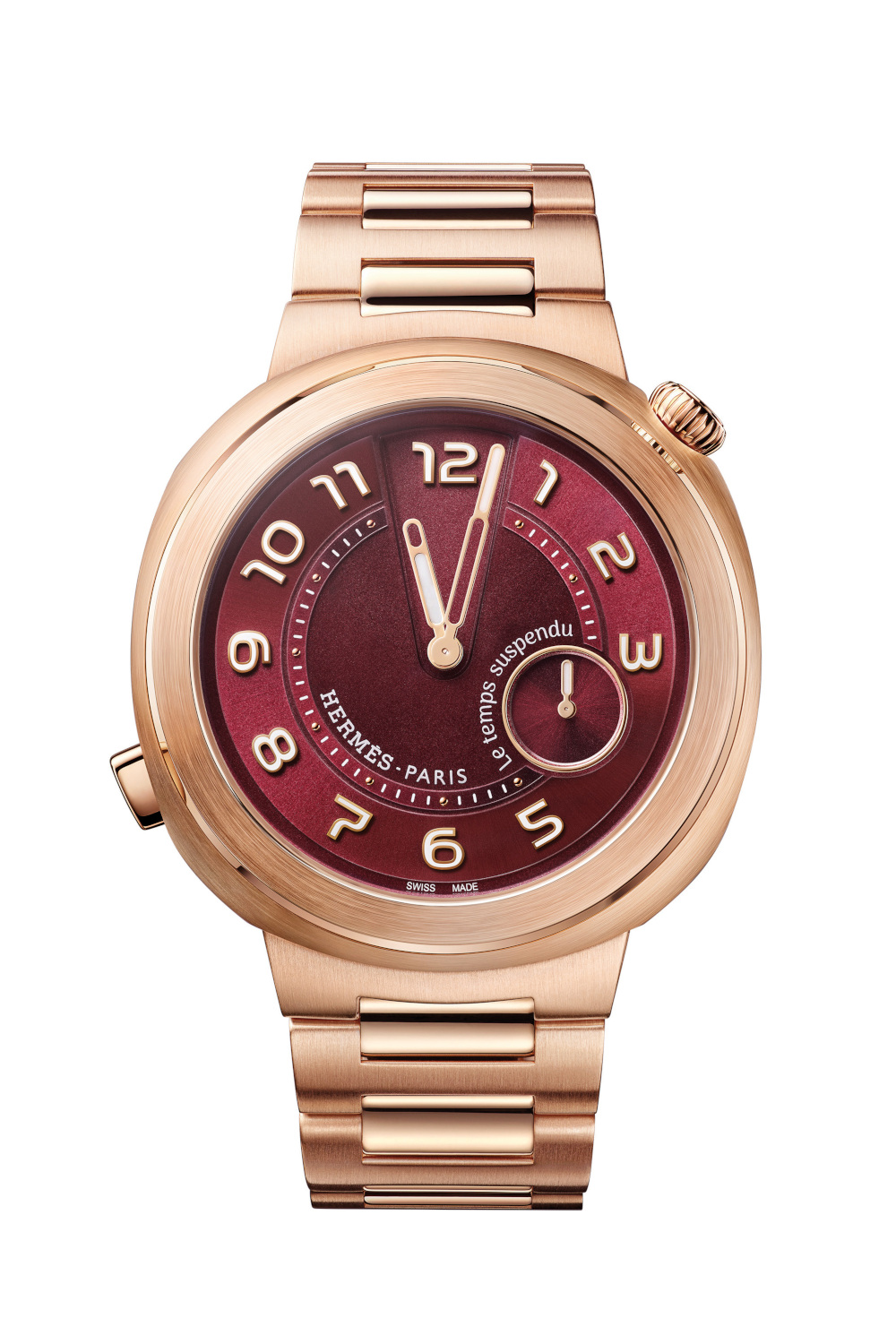 Gold watch with red face