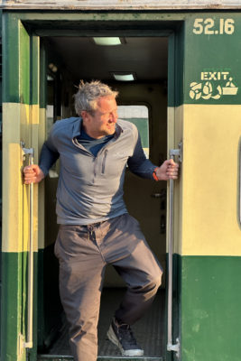 Nick Pulley, who travelled from his hometown in Brighton to India's iconic Taj Mahal, on a train
