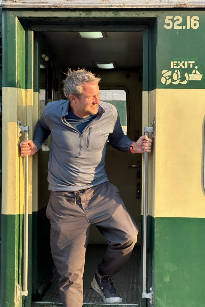 Nick Pulley, who travelled from his hometown in Brighton to India's iconic Taj Mahal, on a train