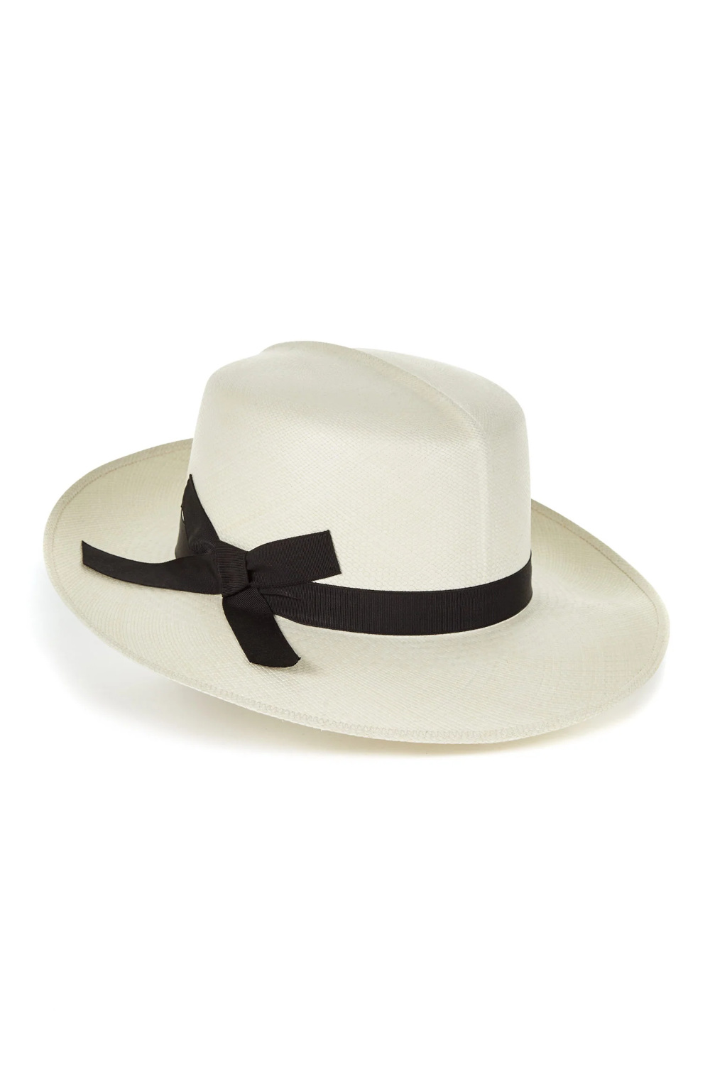 White hat with black bow