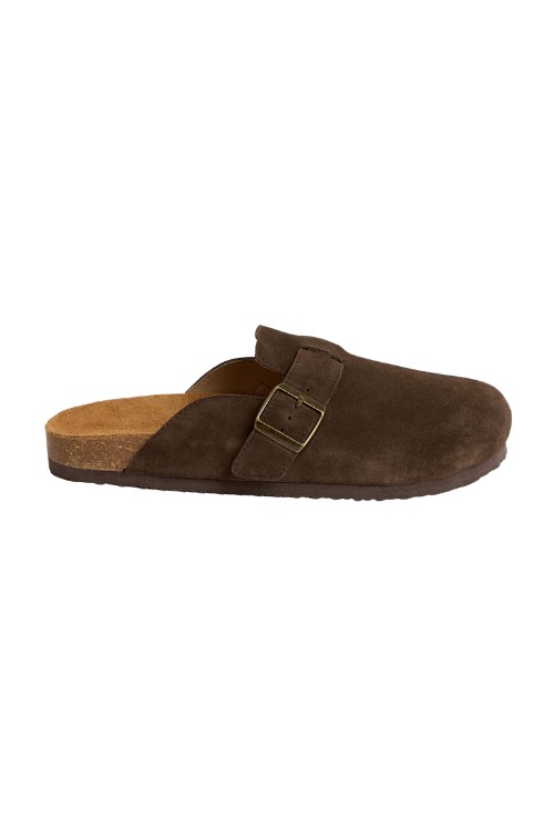 Brown suede mules