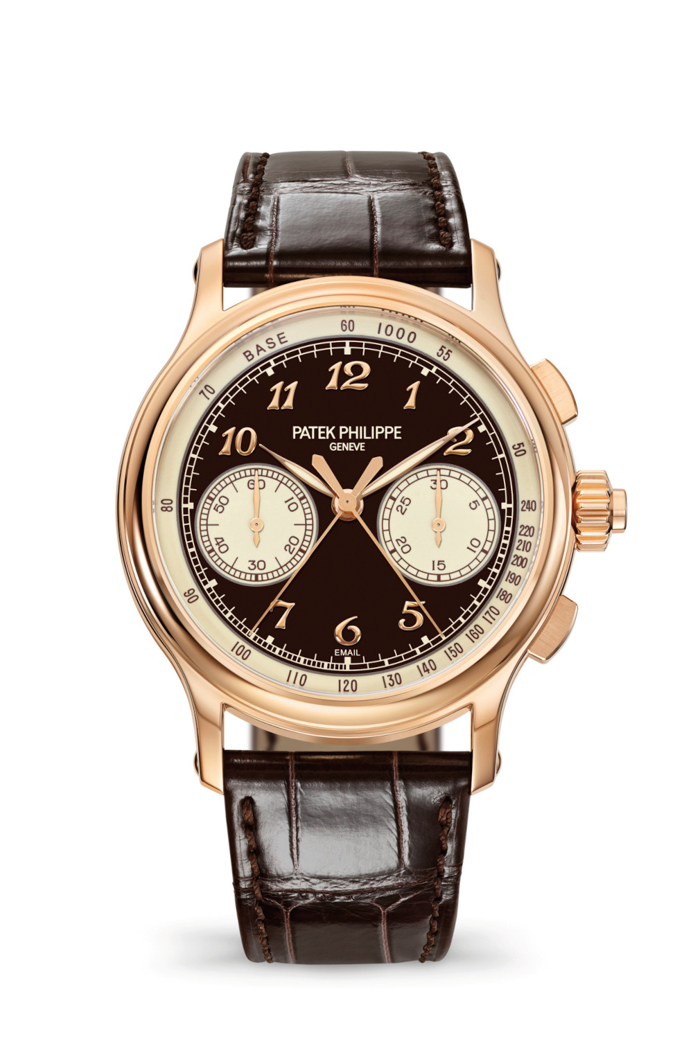 Brown and maroon watch