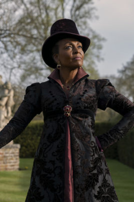 Adjoa Andoh as Lady Agatha Danbury in episode 102 of Queen Charlotte: A Bridgerton Story