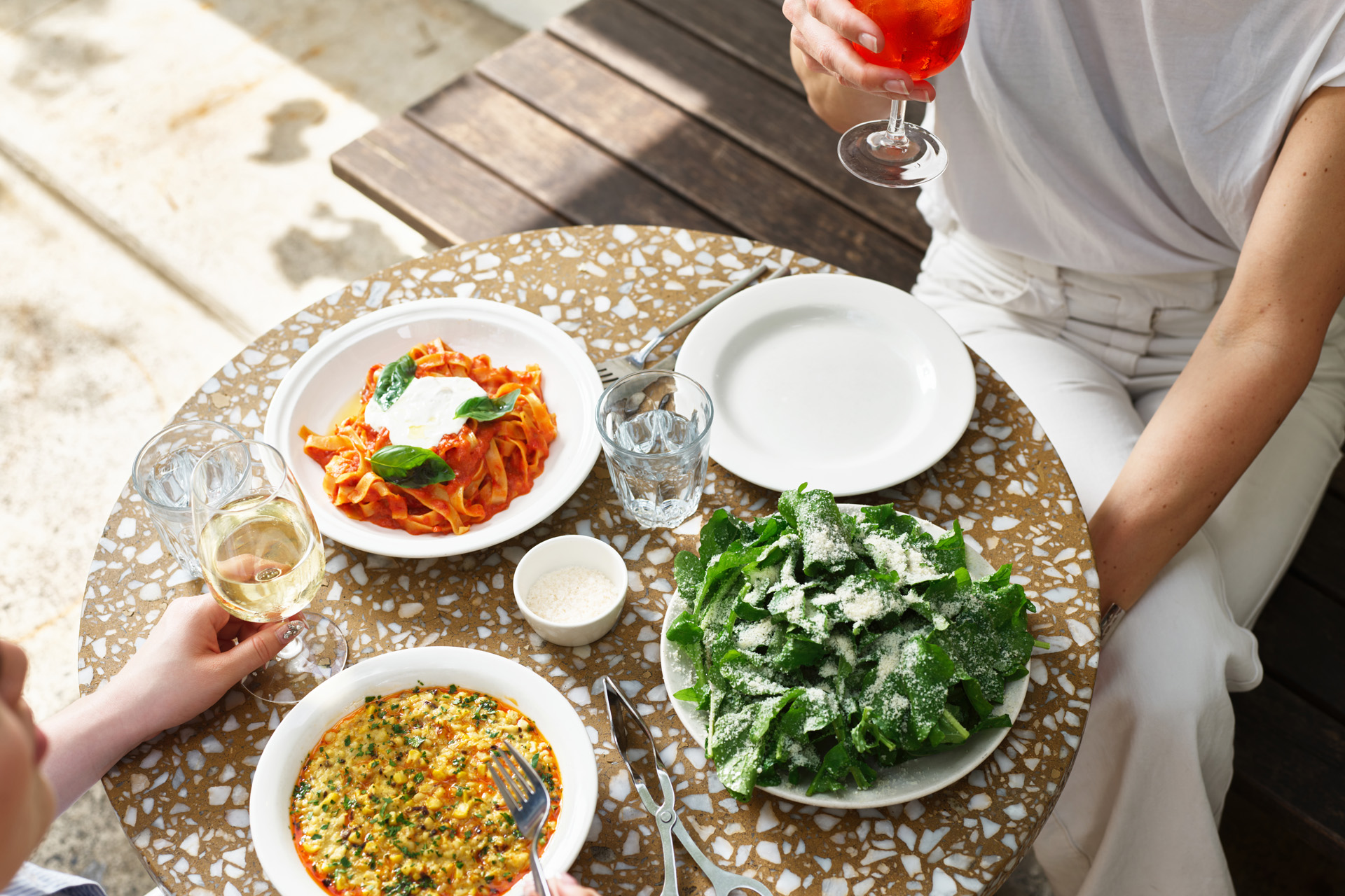 A table of food from above