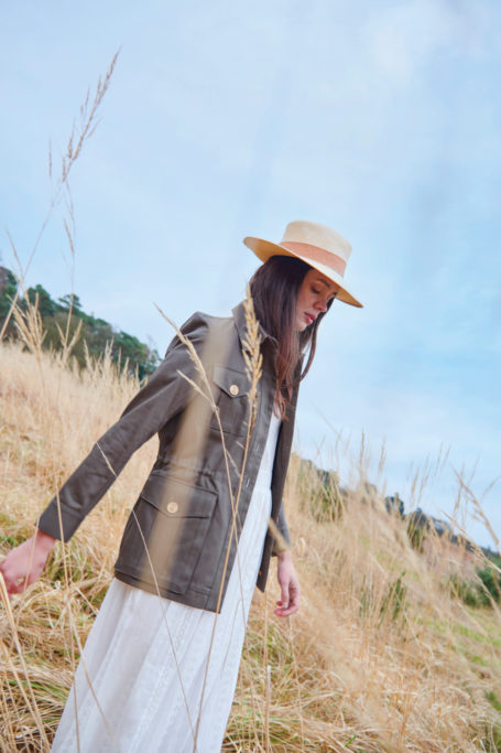 Woman in safari jacket