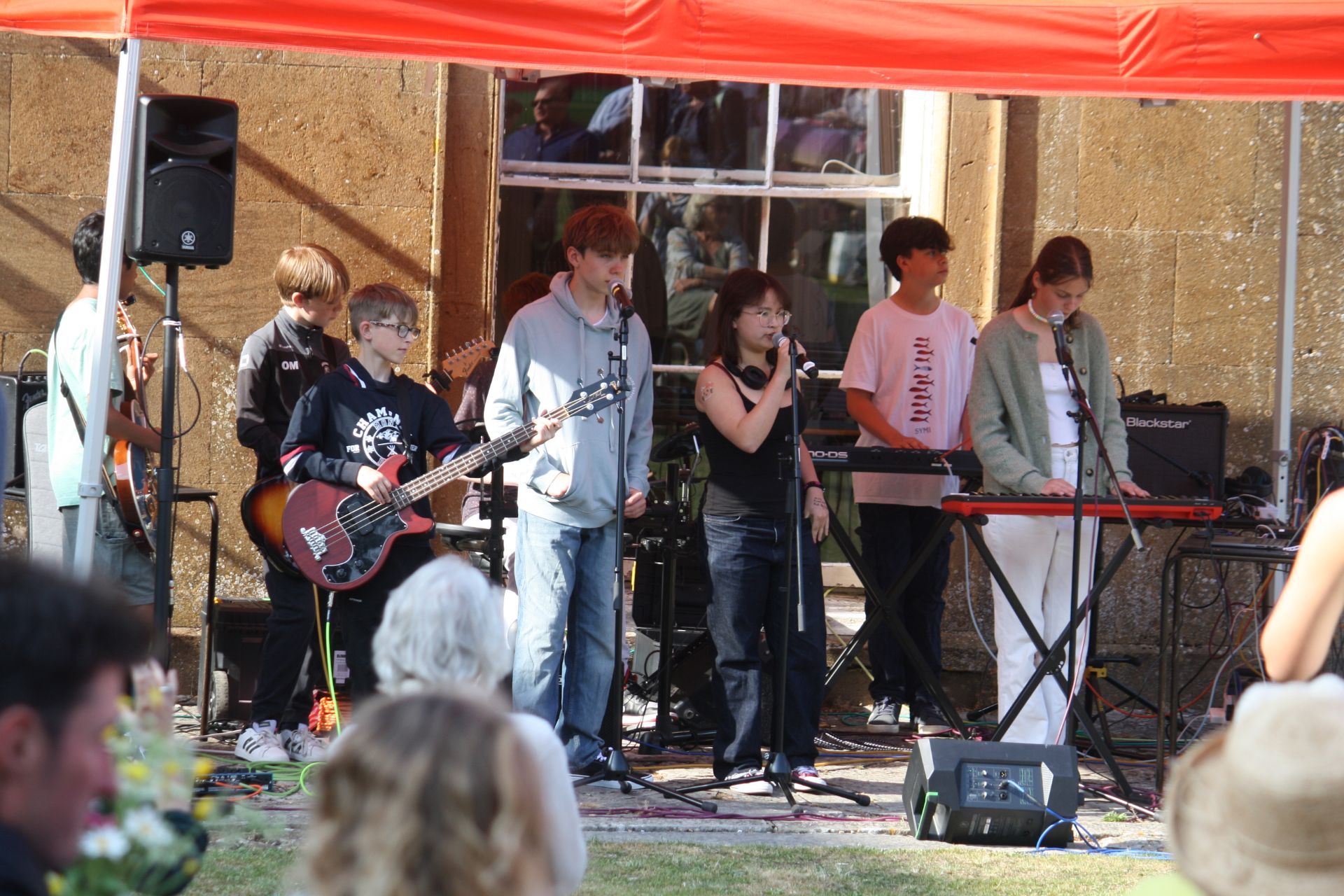 School band performing outside