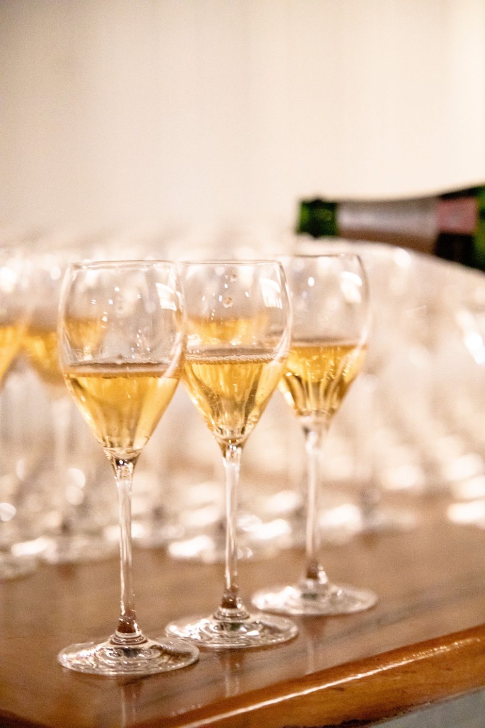 Champagne being poured into glasses