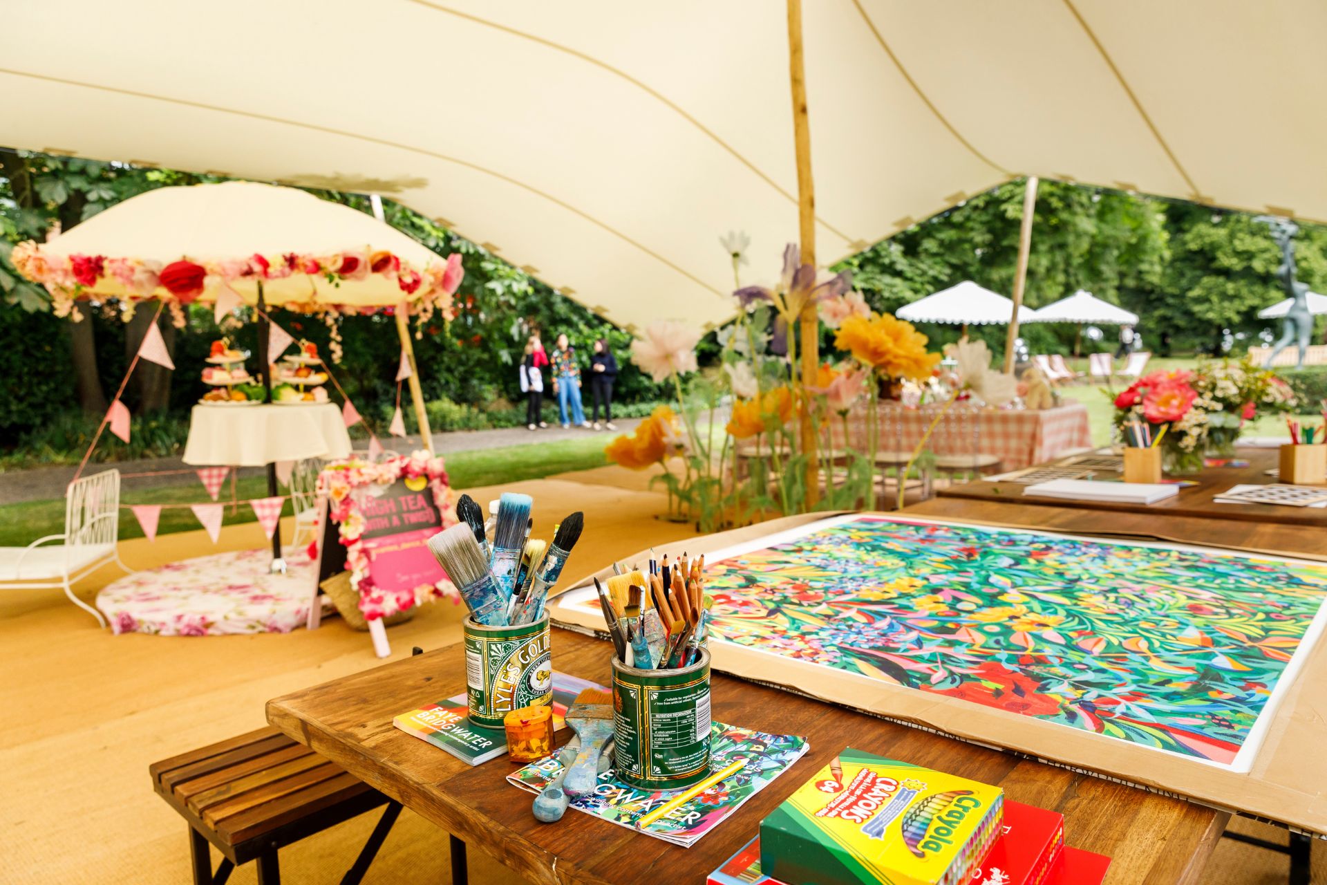 Marquee with children's colouring station