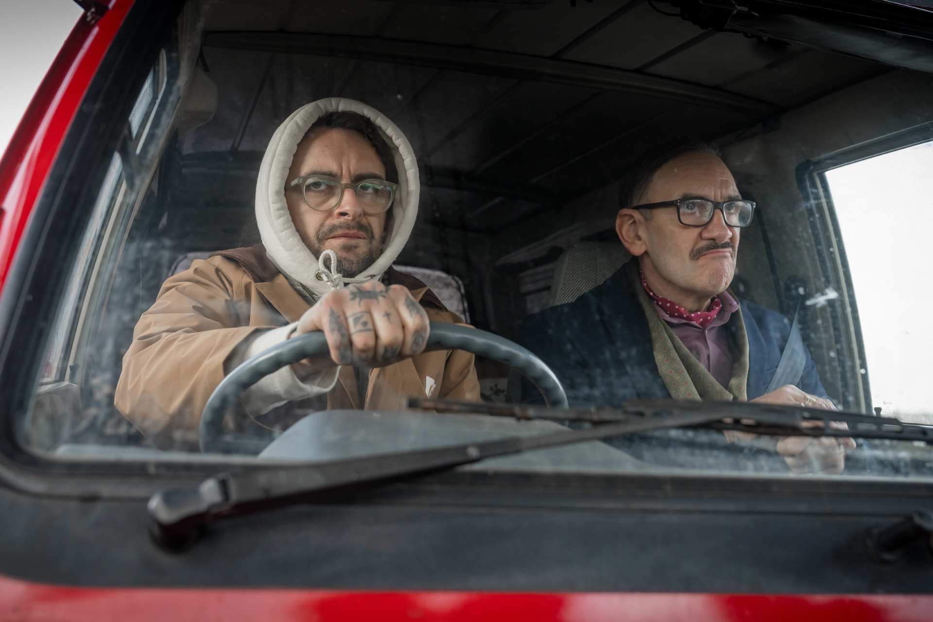 Joe Gilgun as Vinnie & Neil Ashton as Davey in Brassic season 7.