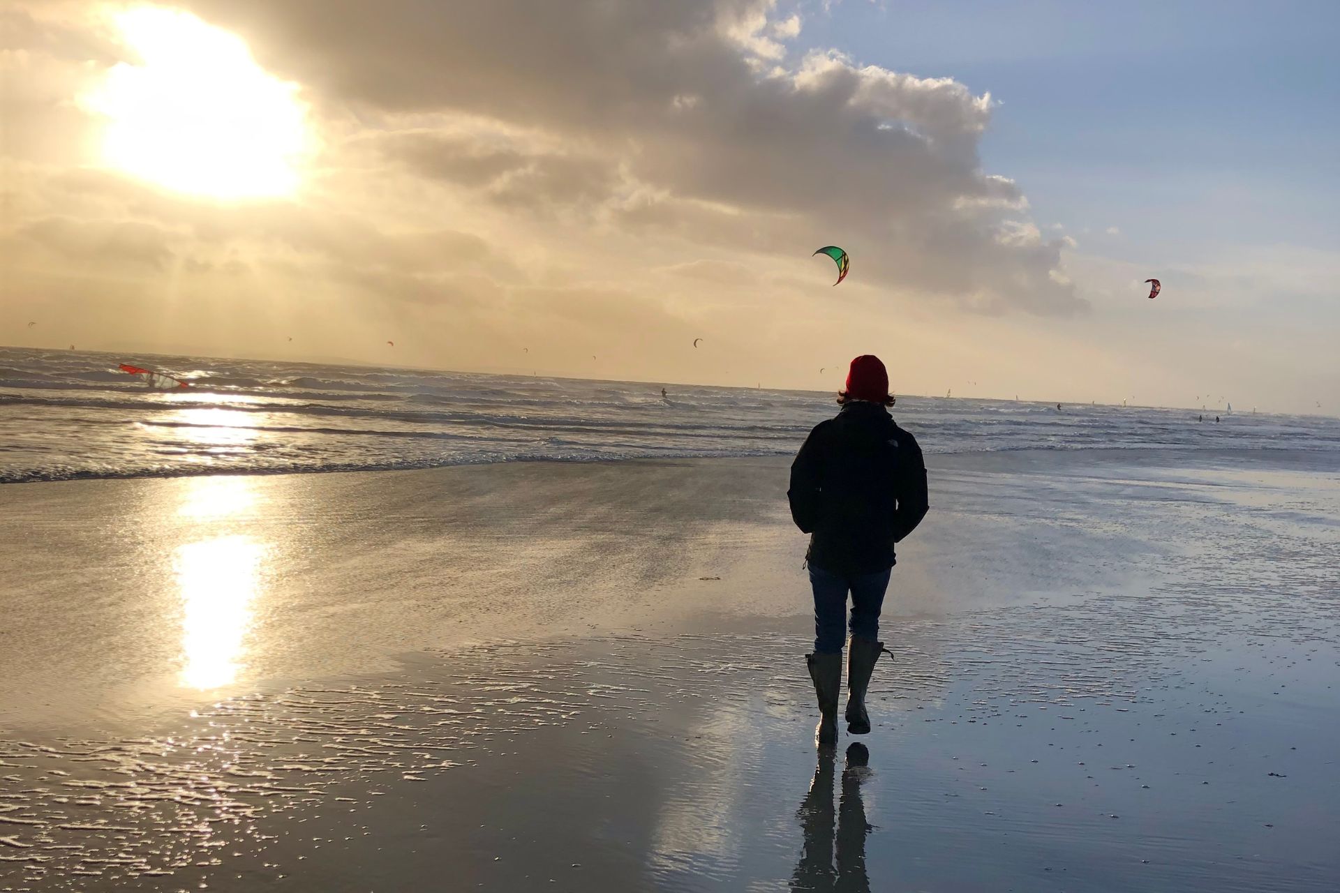 Woman walking on beach
