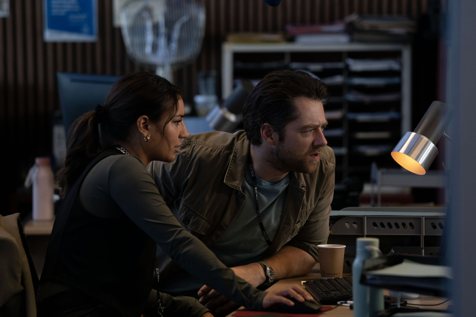 Siobhan Clarke (LUCIE SHORTHOUSE) & John Rebus (RICHARD RANKIN) in Rebus.