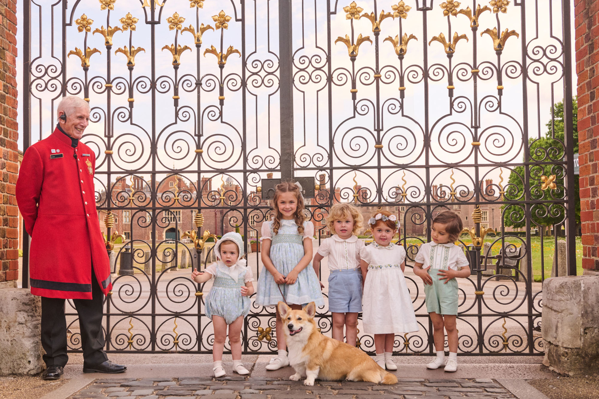 Children stood in front of gates at Hampton Court Palace