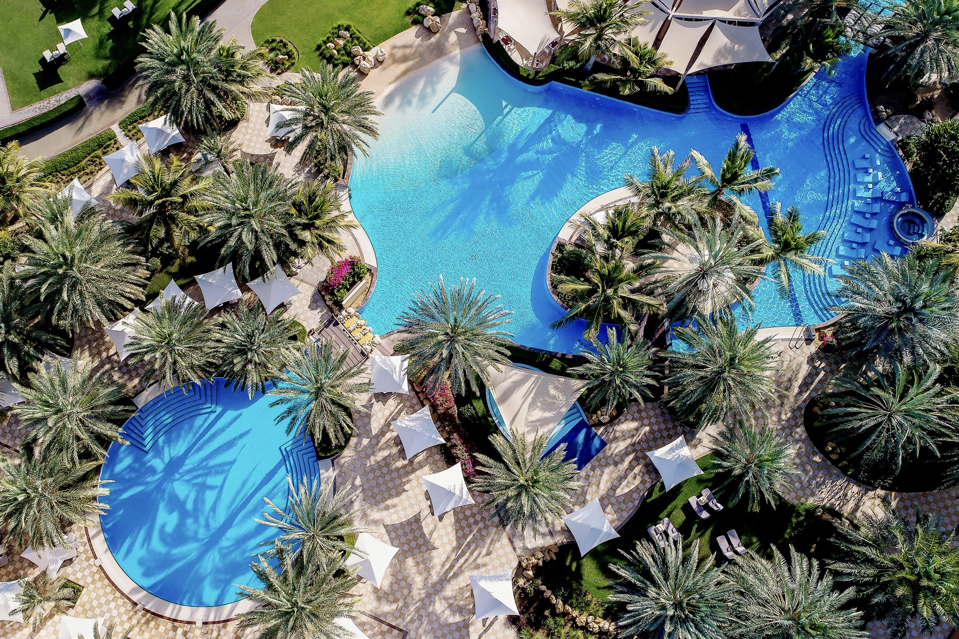 Aerial shot of the pools