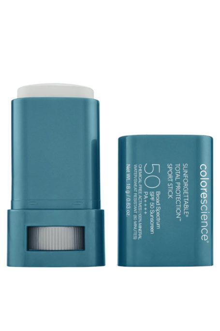 Sunscreen stick in green packaging