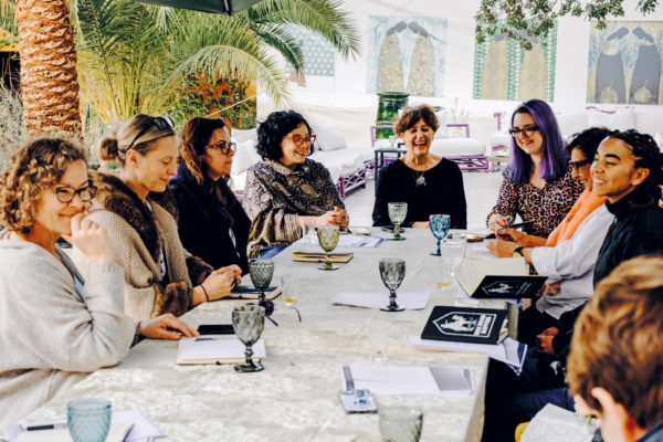 A group of writers at Silk Road Slippers retreat