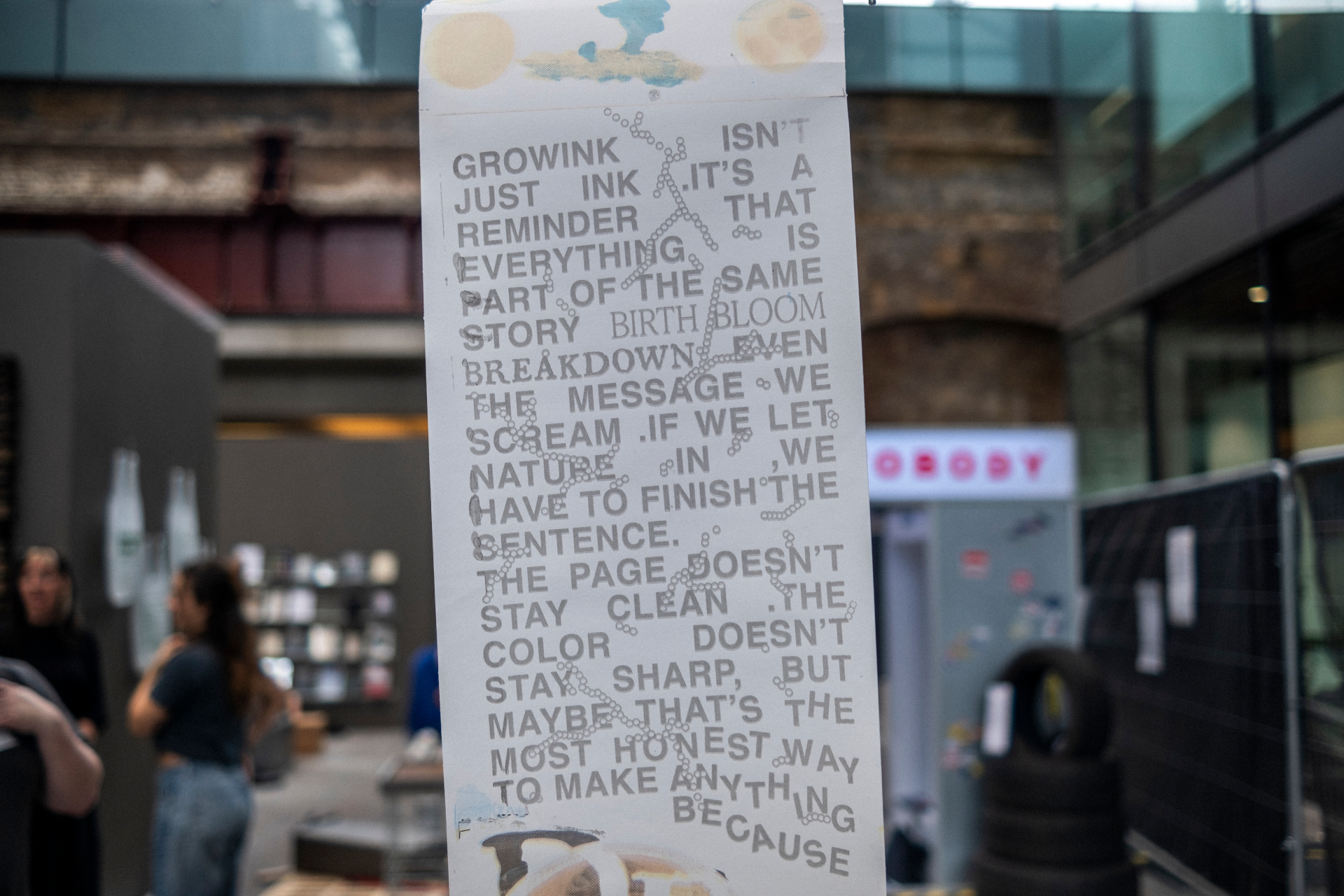 Sheet with printed text