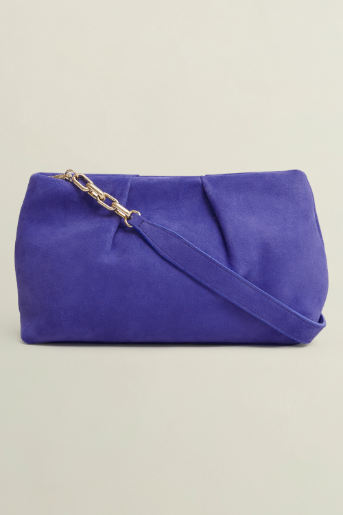 Blue suede clutch bag