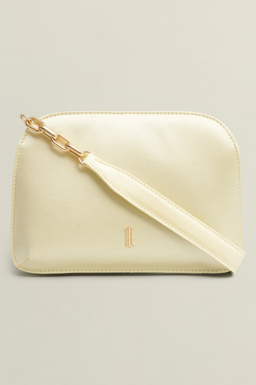 Yellow satin clutch